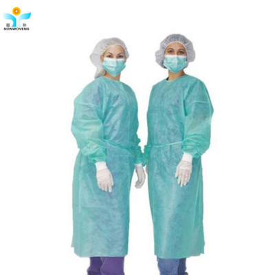 Vestido descartável normal/reforçado 30-60gsm do isolamento do hospital