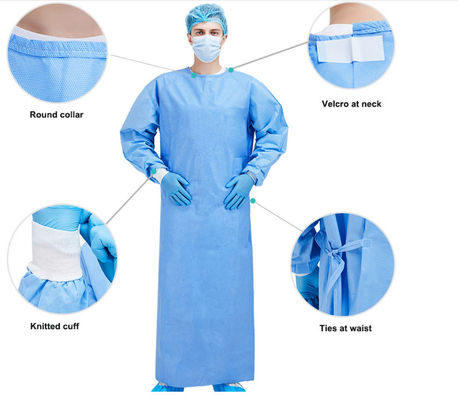 Ultrasonic Breathable Sterile Surgical Gownings With 30-50gsm Non woven Fabric