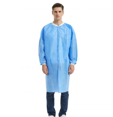 Breathable Waterproof Disposable Lab Coat For Medical Use PP SMS Material