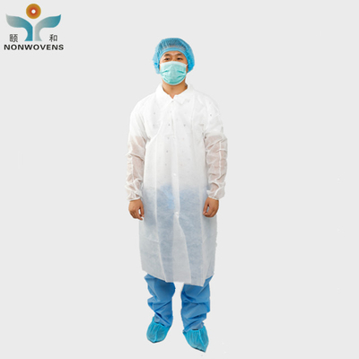 DISPOSABLE LAB COAT NON WOVEN FABRIC WHITE/BLUE 10PCS/BAG MEDICAL/LABORATORY