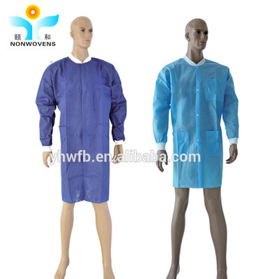 Breathable Waterproof Disposable White Coat 25-50gsm for Medical